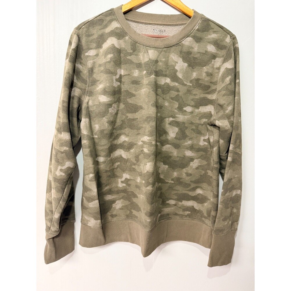 Tek Gear Women's L Ultrasoft Fleece Camo Crewneck Sweatshirt Cotton Blend